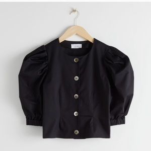 & other stories Puff Sleeve Cotton Blend Blouse